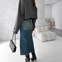 Orla | Women's Slit Modern Jeans in Blue