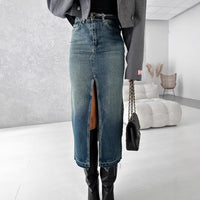 Orla | Women's Slit Modern Jeans in Blue