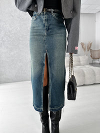 Orla | Women's Slit Modern Jeans in Blue