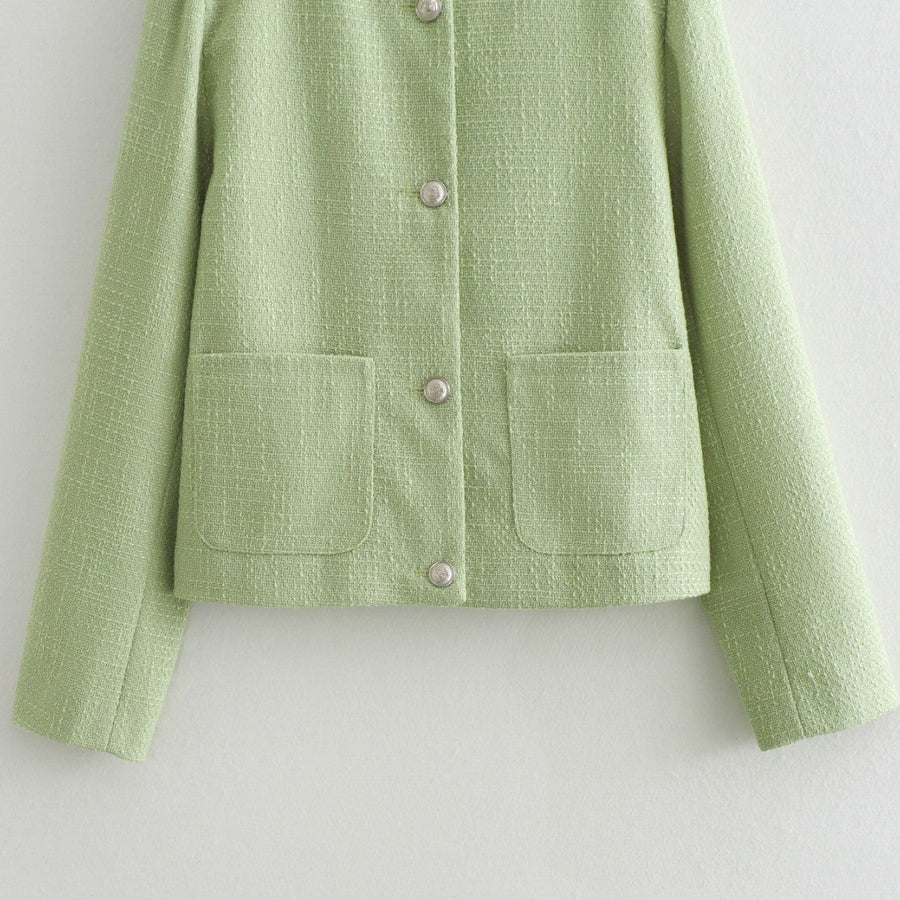 Orla | Women's Textured Pockets Jacket in Bohnen Green