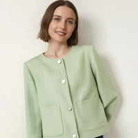 Orla | Women's Textured Pockets Jacket in Bohnen Green