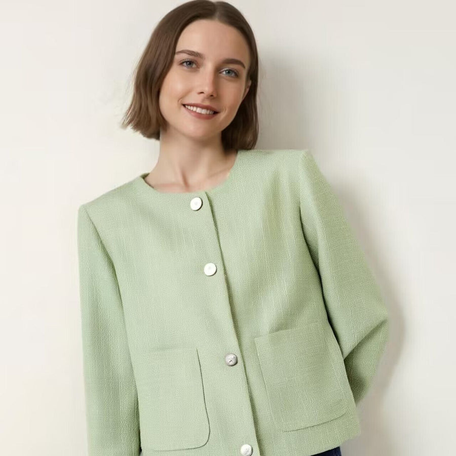 Orla | Women's Textured Pockets Jacket in Bohnen Green