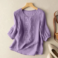 Orla | Women's Embroidered Front Detail Blouse in Purple