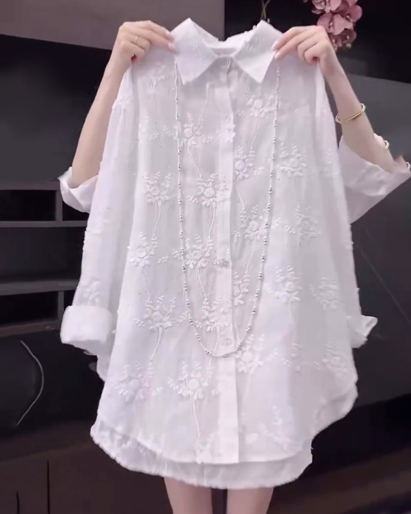 Orsola | Women's Floral Embroidered Blouse in White
