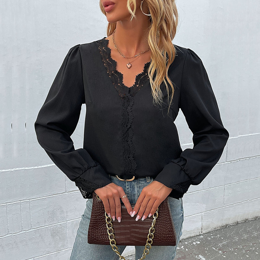 Orsolya | Women's Lace Elegant Blouse in Black