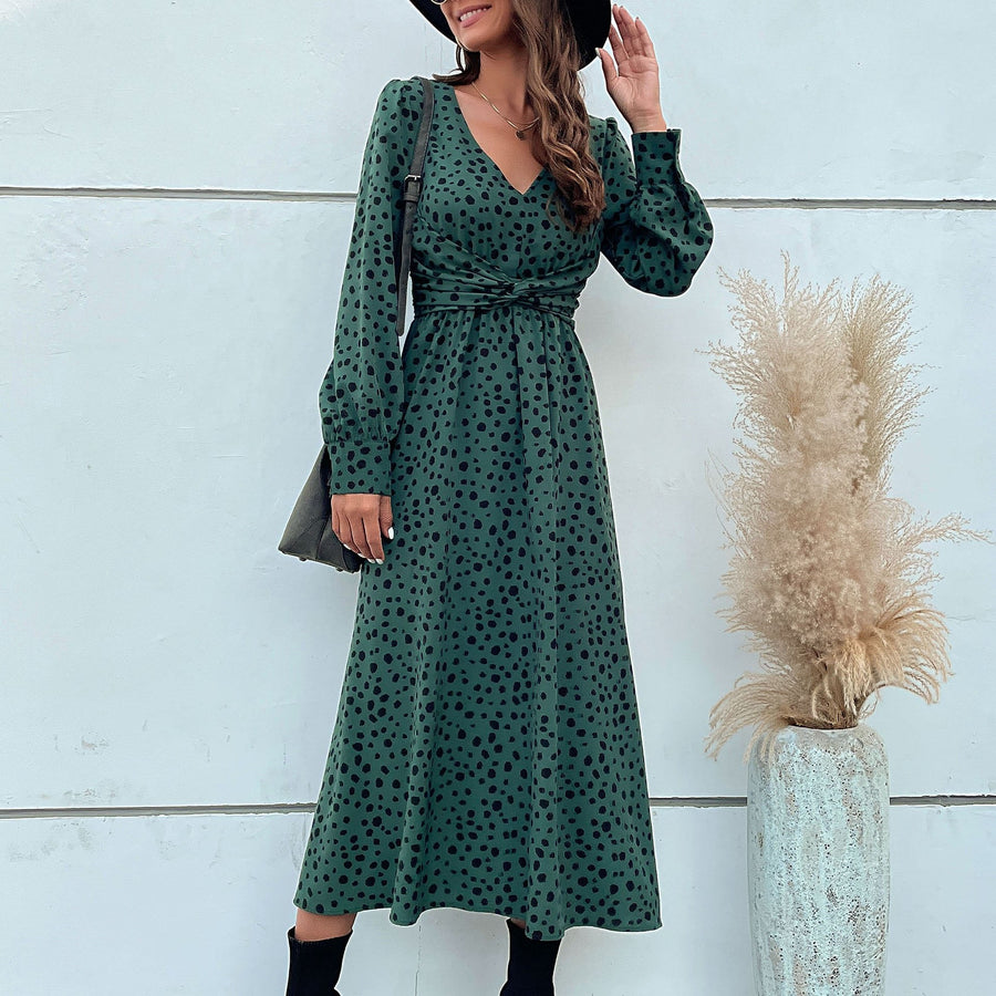 Ortensia | Women's Wrap Modern Maxi Dress in Pine Green