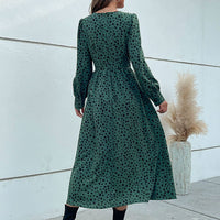 Ortensia | Women's Wrap Modern Maxi Dress in Pine Green