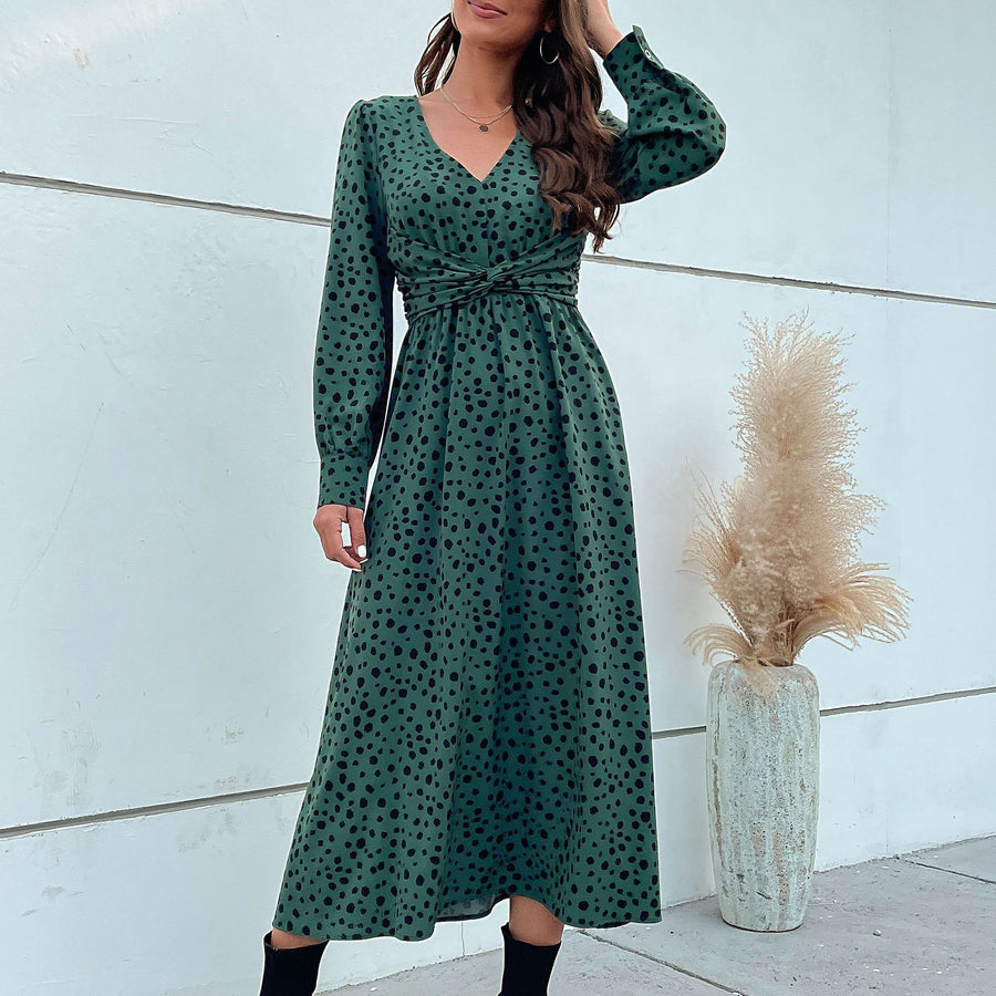 Ortensia | Women's Wrap Modern Maxi Dress in Pine Green