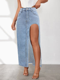 Ottilie | Women's Slit Casual Jeans in Light Blue