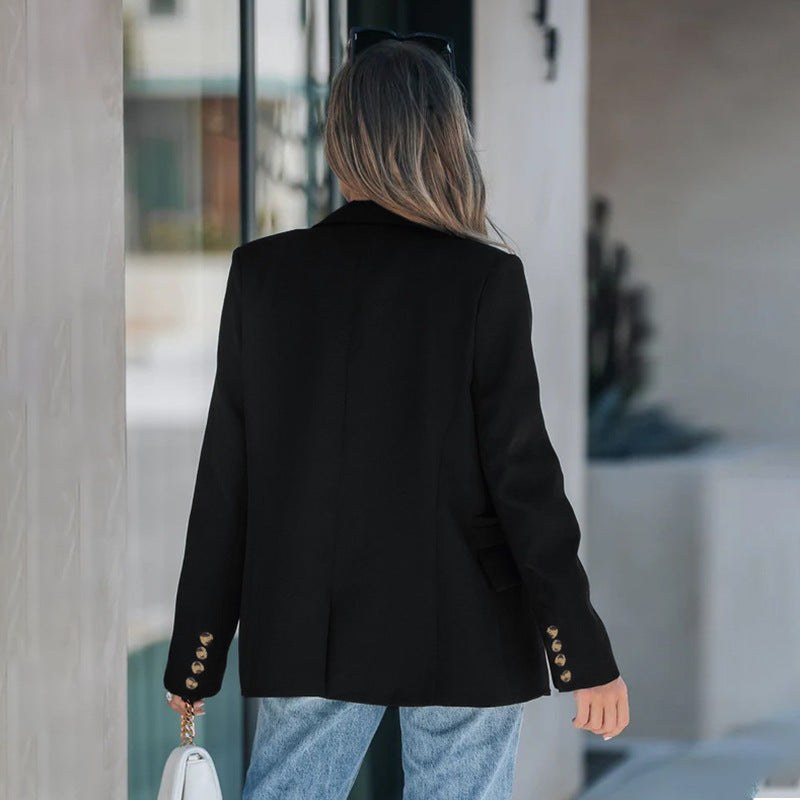 Ottoline | Women's Button-Front Elegant Blazer in Black
