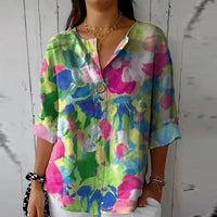 Paloma | Women's Floral Print Button Front Closure Blouse
