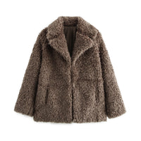 Paloma | Women's Cozy Fleece Elegant Jacket in Brown