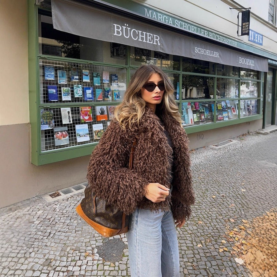 Paloma | Women's Cozy Fleece Elegant Jacket in Brown