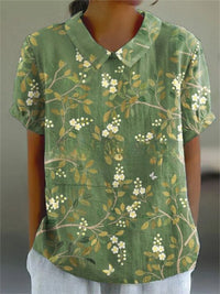 Pandora | Women's Floral Print Collar Blouse in Green