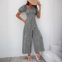 Pantaleona | Women's Puff Sleeve Slit Maxi Dress in Black White