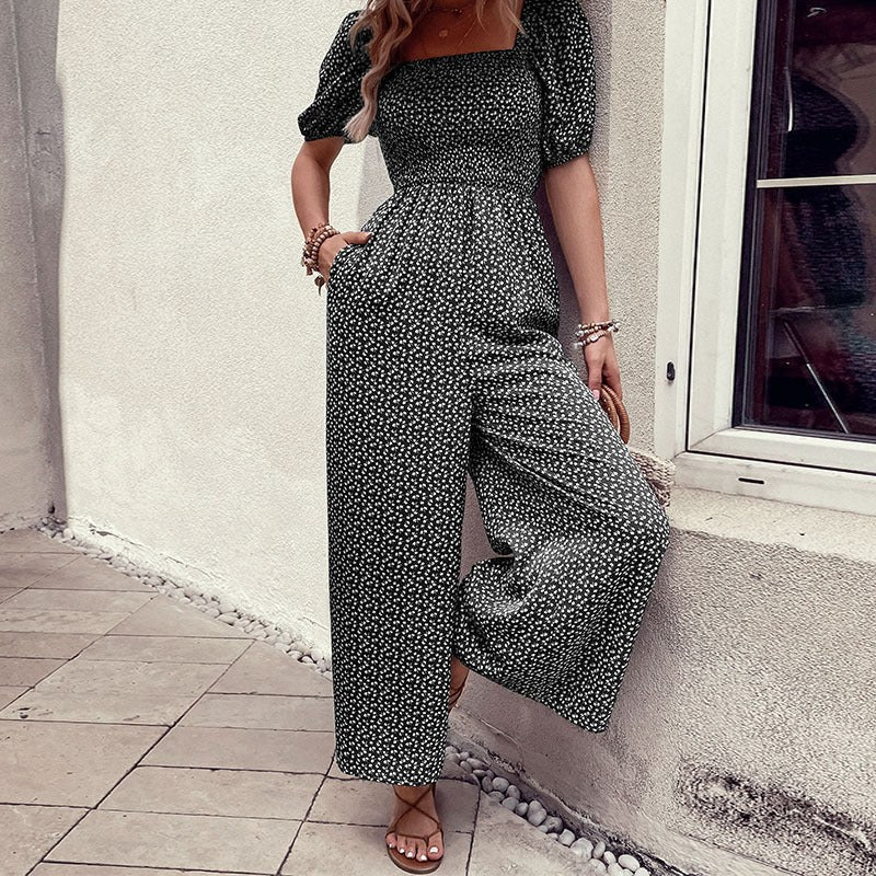 Pantaleona | Women's Puff Sleeve Slit Maxi Dress in Black