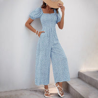 Pantaleona | Women's Puff Sleeve Slit Maxi Dress in Light Blue