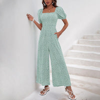 Pantaleona | Women's Puff Sleeve Slit Maxi Dress in Minz Green