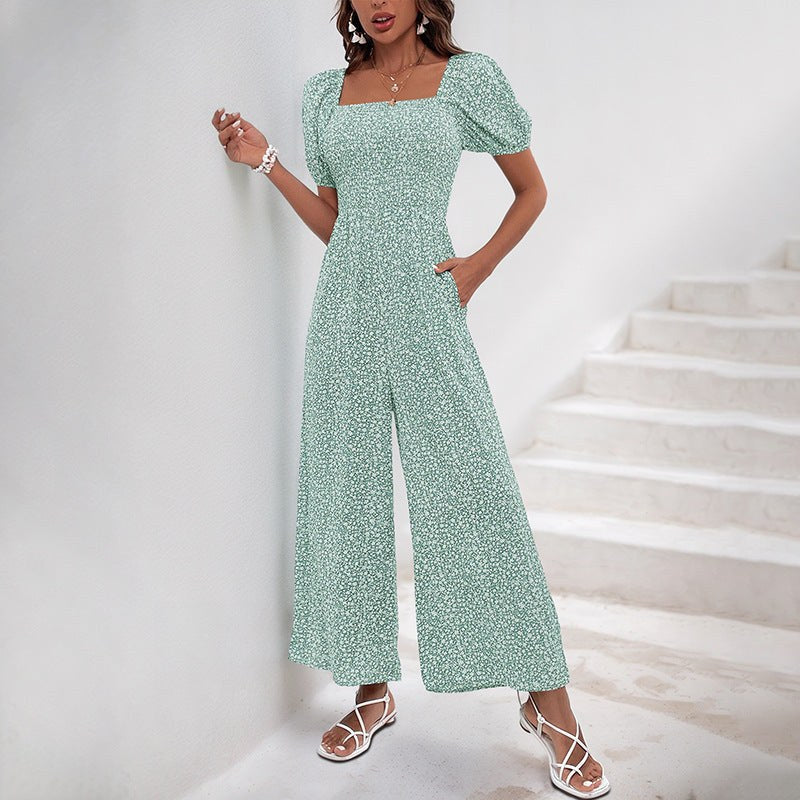 Pantaleona | Women's Puff Sleeve Slit Maxi Dress in Minz Green