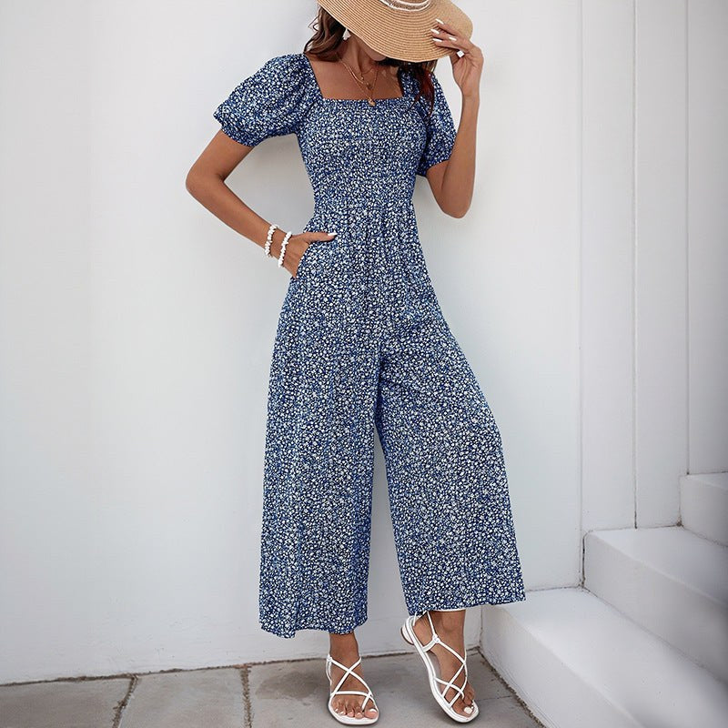 Pantaleona | Women's Puff Sleeve Slit Maxi Dress in Royal Blue