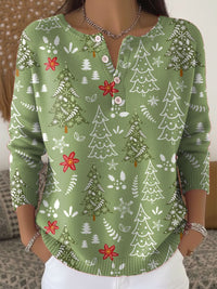 Pascale | Women's Holiday Print Blouse in Green