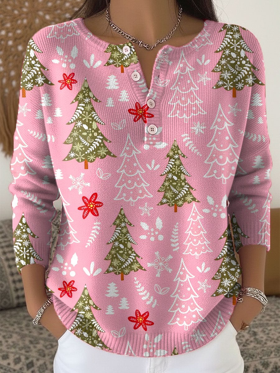Pascale | Women's Holiday Print Blouse in Pink