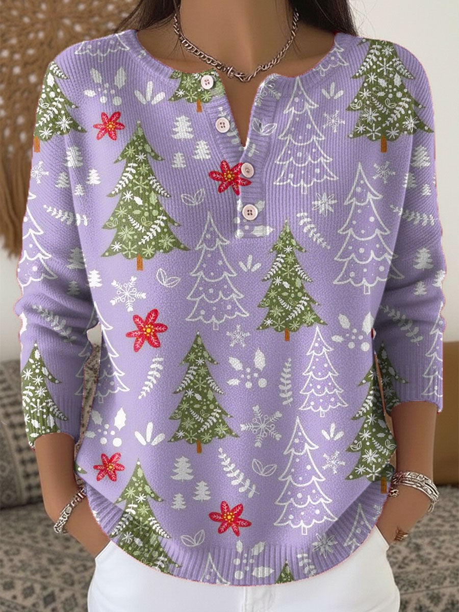 Pascale | Women's Holiday Print Blouse in Purple