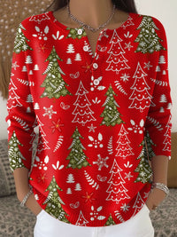 Pascale | Women's Holiday Print Blouse in Red