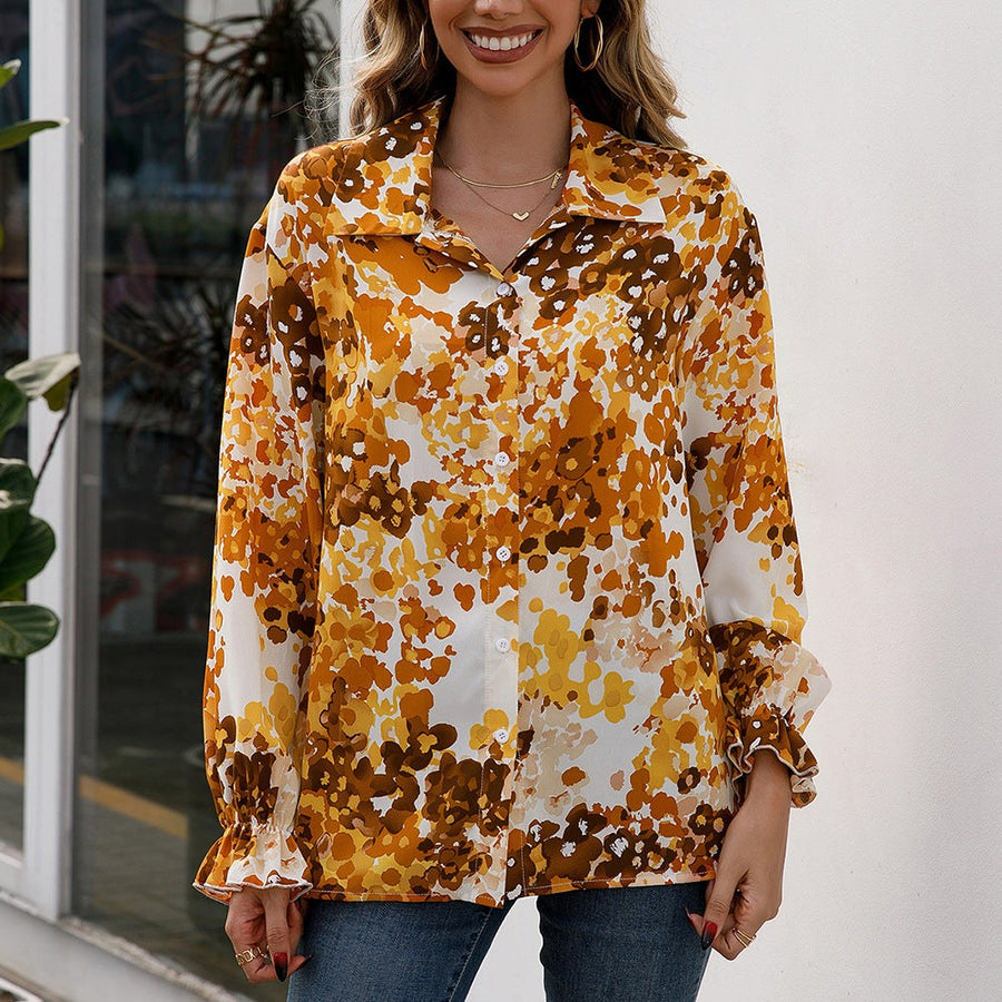 Pascaline | Women's Floral Elegant Blouse in Yellow