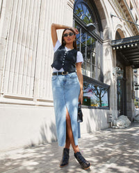 Patience | Women's Slit Fashionable Casual Jeans in Light Blue