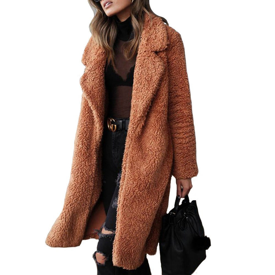 Patience | Women's Cozy Fleece Coat – Fleece Jacket in Caramel