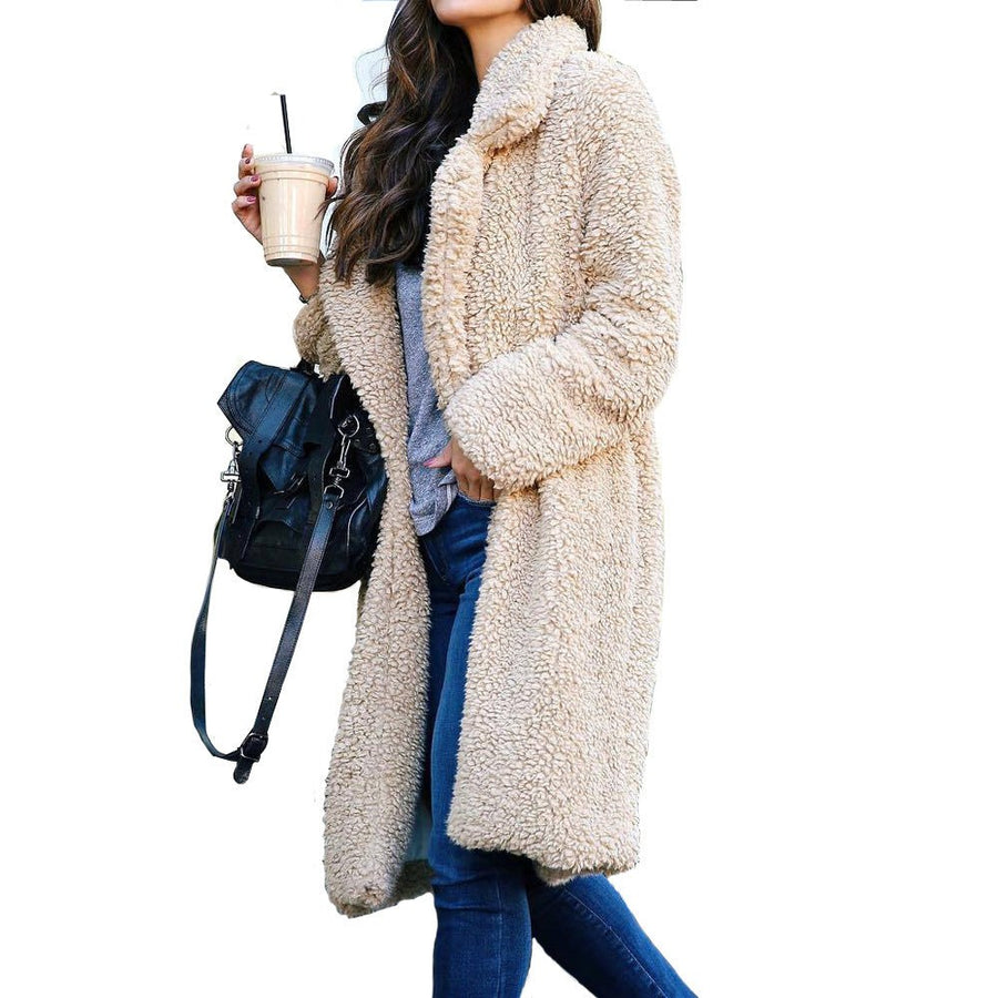 Patience | Women's Cozy Fleece Coat – Fleece Jacket in Hellbeig