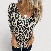 Patience | Women's Leopard Print Pattern Blouse in White