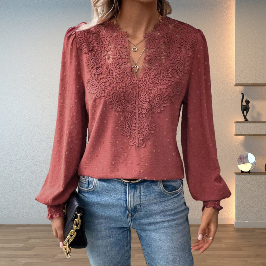 Paulette | Women's Long Sleeve Lace Detail Blouse