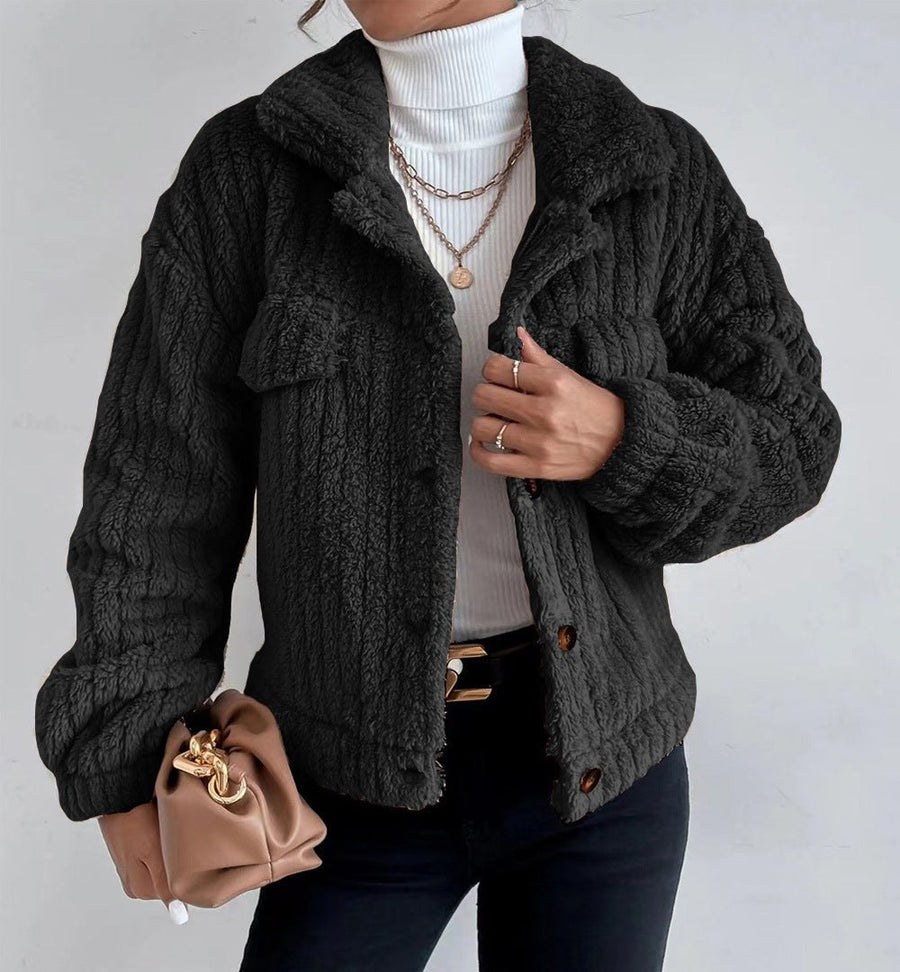 Paulette | Women's Textured Cozy Shirt in Black