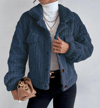 Paulette | Women's Textured Cozy Shirt in Dark Blue