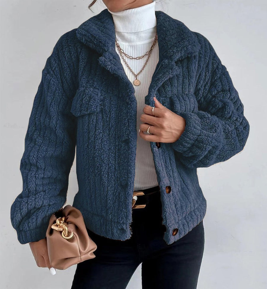 Paulette | Women's Textured Cozy Shirt in Dark Blue