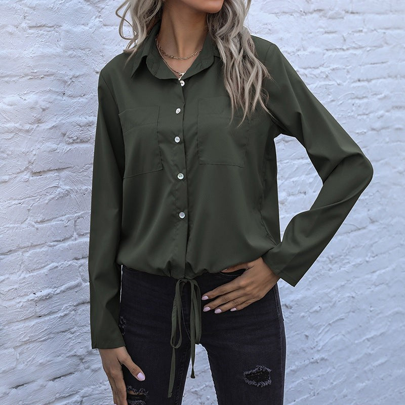 Paulina | Women's Elegant Blouse in Olive Green
