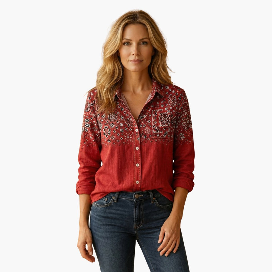 Pauline | Women's Long Sleeve Paisley Blouse