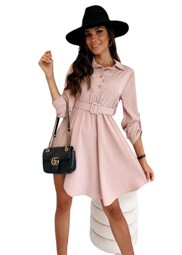 Pauline | Women's Asymmetric Tailored Belted Shirt Dress