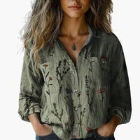 Pauline | Women's Long Sleeve Paisley Blouse in Green