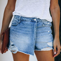 Pearl | Women's Slit Casual Shorts in Light Blue