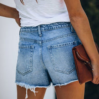 Pearl | Women's Slit Casual Shorts in Light Blue