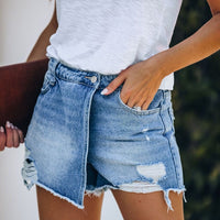 Pearl | Women's Slit Casual Shorts in Light Blue