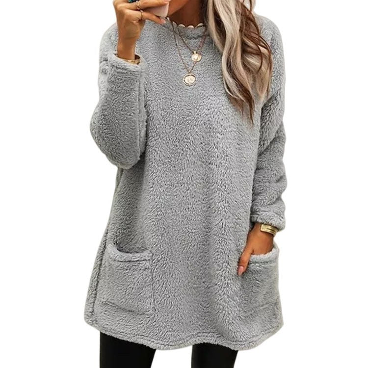 Pearl | Women's Oversized Cozy Pockets Sweater in Olive Green