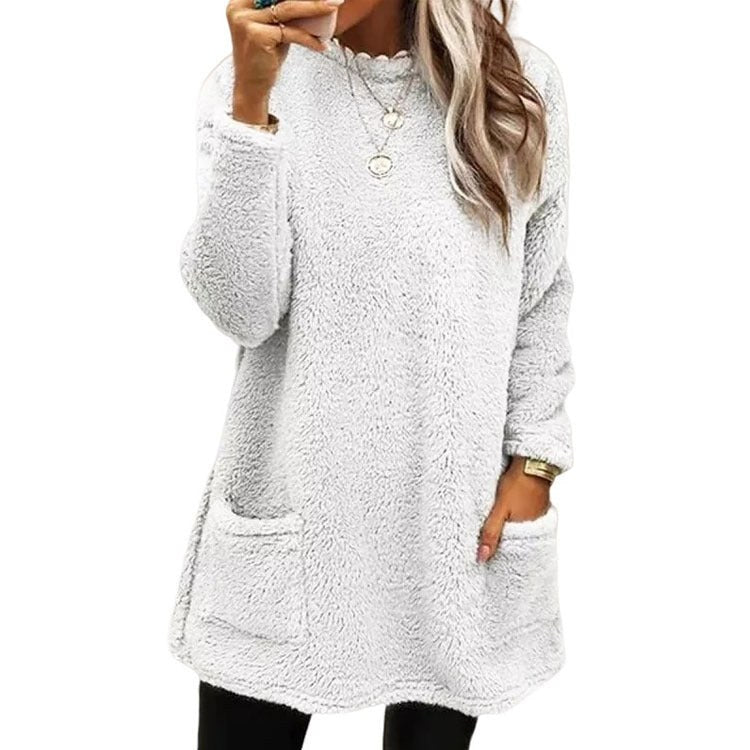 Pearl | Women's Oversized Cozy Pockets Sweater in Olive Green