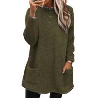 Pearl | Women's Oversized Cozy Pockets Sweater in Olive Green