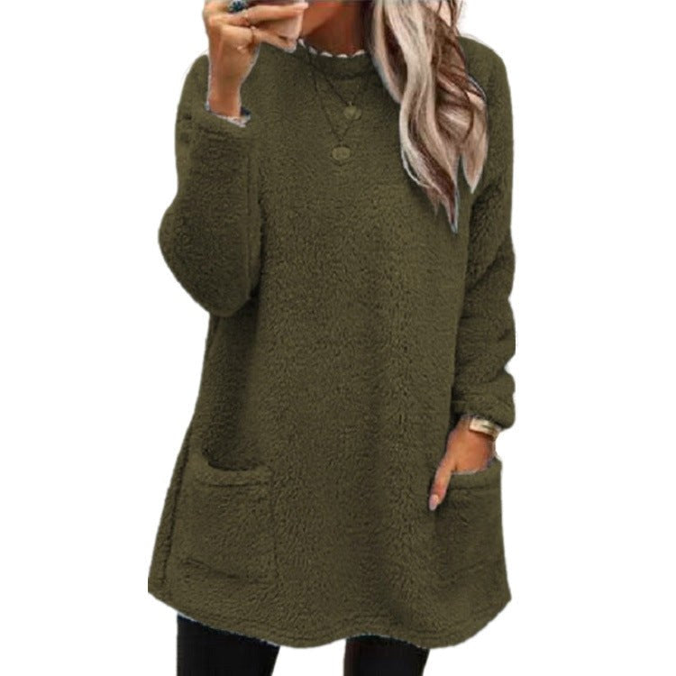 Pearl | Women's Oversized Cozy Pockets Sweater in Olive Green