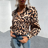 Pelagia | Women's Leopard Print Elegant Blouse in Khaki
