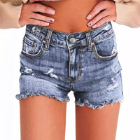 Peony | Women's Pockets Casual Shorts in Light Blue